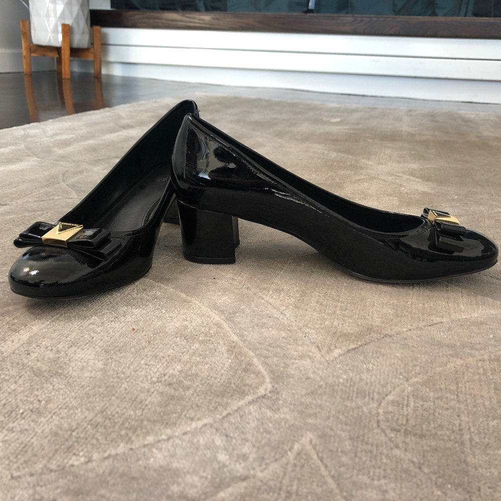 Michael by Michael Kors Patent Black Block Heels
